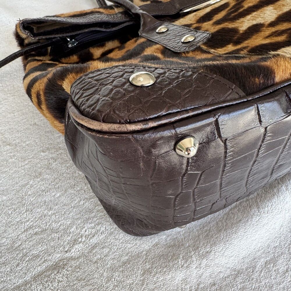 Maurizio Taiuti GENUINE LEATHER COWHIDE CALF HAIR Tote Handbag MADE IN ITALY - Picture 14 of 16